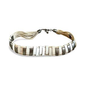 VINTAGE CLARE DEVE OF PARIS Leather And Metal Choker Necklace